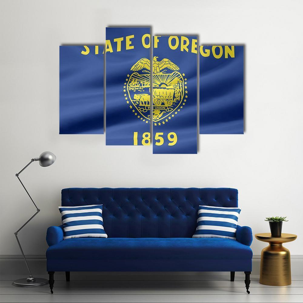 Flag Of Oregon Canvas Wall Art-4 Pop-Gallery Wrap-50" x 32"-Tiaracle