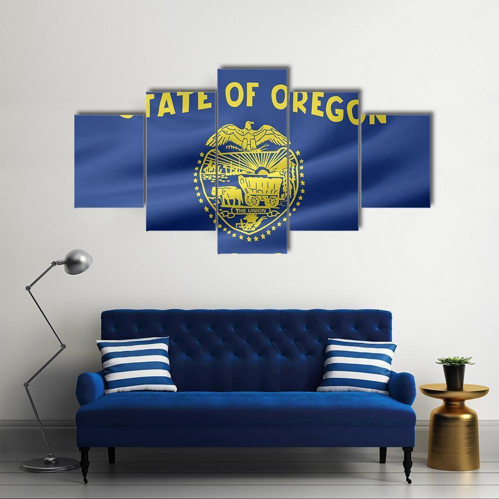 Flag Of Oregon Canvas Wall Art-5 Star-Gallery Wrap-62" x 32"-Tiaracle