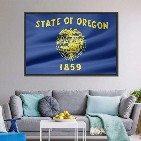 Flag Of Oregon Canvas Wall Art-3 Horizontal-Gallery Wrap-25" x 16"-Tiaracle