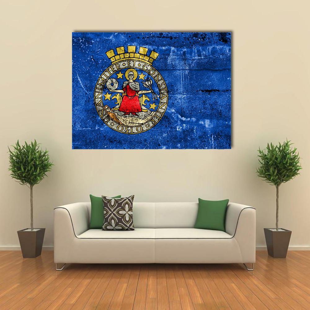 Flag Of Oslo Norway Canvas Wall Art-1 Piece-Gallery Wrap-36" x 24"-Tiaracle