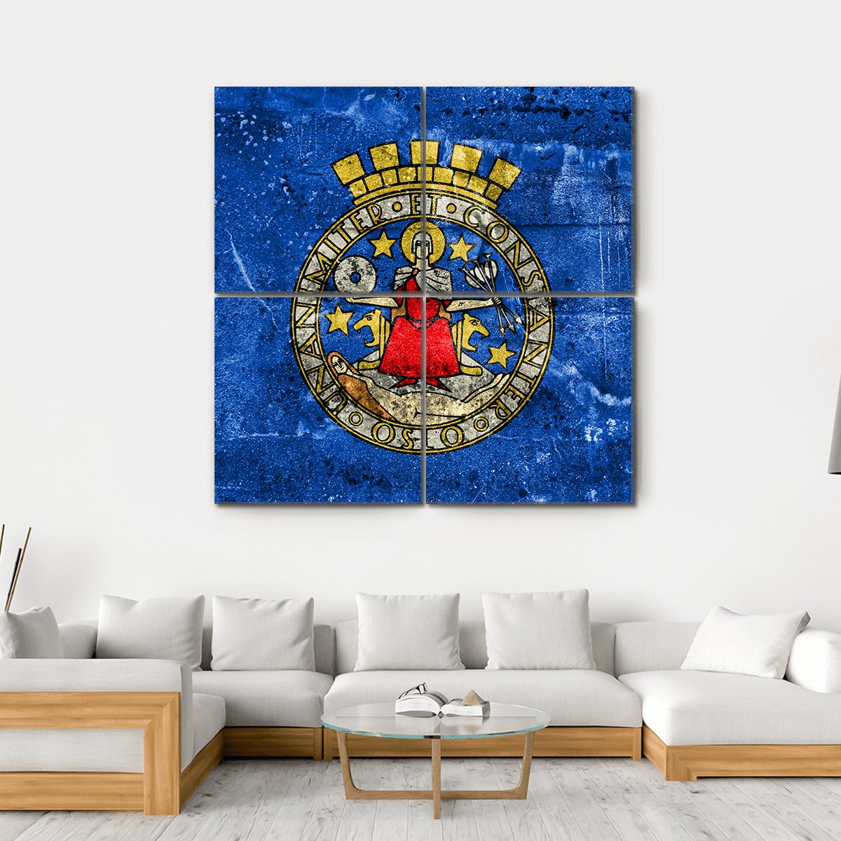 Flag Of Oslo Norway Canvas Wall Art-4 Square-Gallery Wrap-17" x 17"-Tiaracle