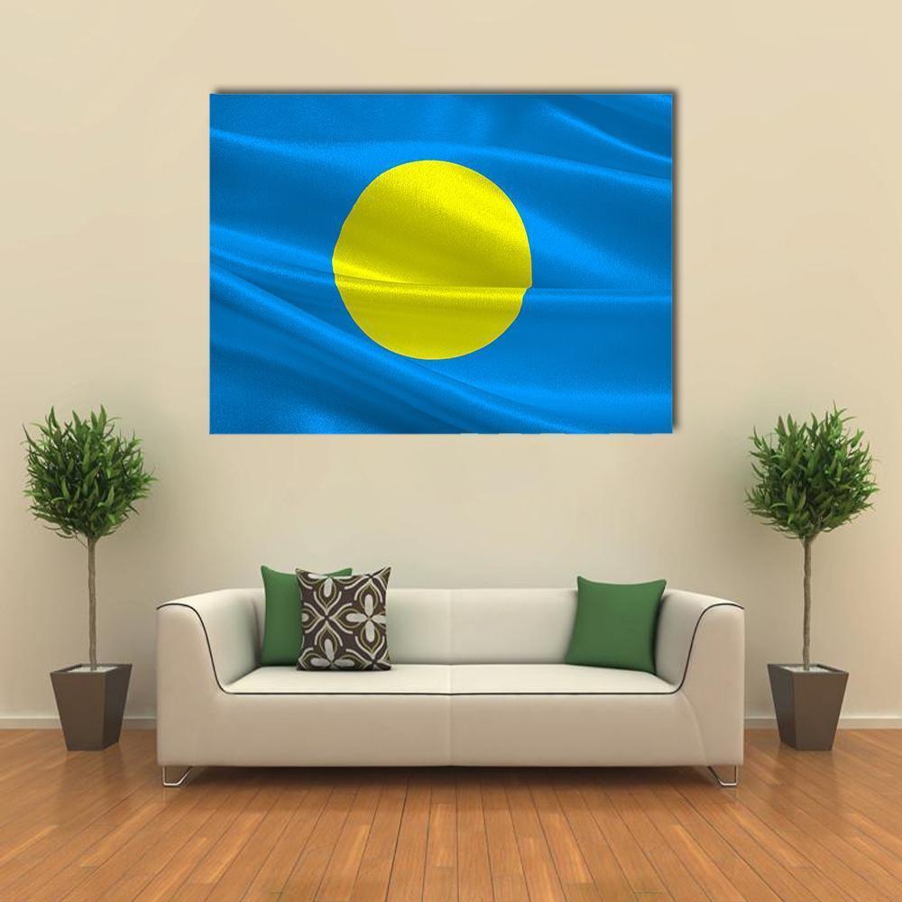 Flag Of Palau Canvas Wall Art-1 Piece-Gallery Wrap-36" x 24"-Tiaracle