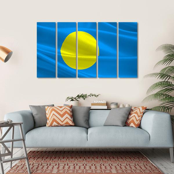 Flag Of Palau Canvas Wall Art-5 Horizontal-Gallery Wrap-22" x 12"-Tiaracle