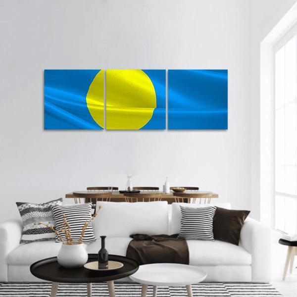 Flag Of Palau Panoramic Canvas Wall Art-3 Piece-25" x 08"-Tiaracle