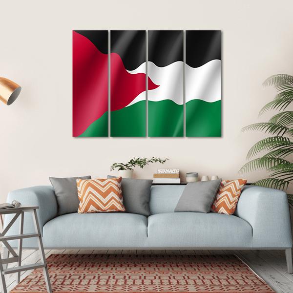 Flag Of Palestine Canvas Wall Art-4 Horizontal-Gallery Wrap-34" x 24"-Tiaracle