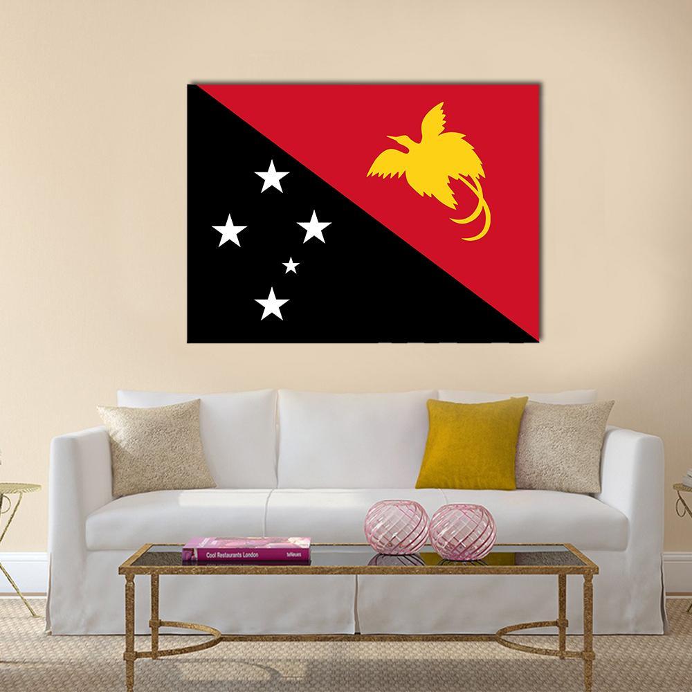 Flag Of Papua New Guinea Canvas Wall Art-1 Piece-Gallery Wrap-36" x 24"-Tiaracle