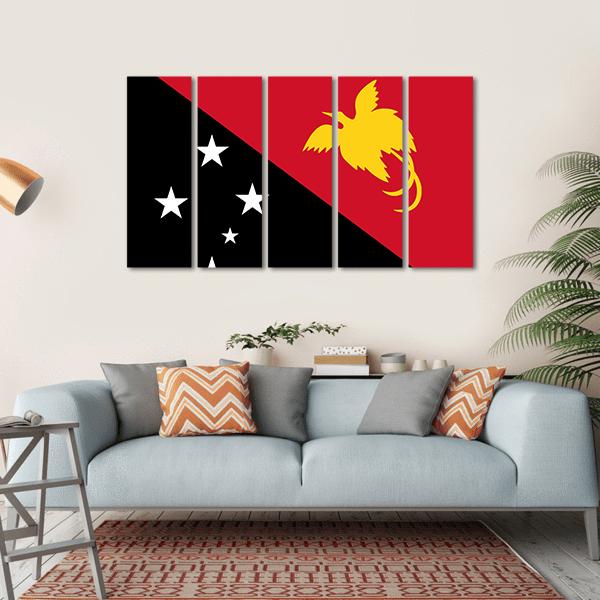 Flag Of Papua New Guinea Canvas Wall Art-5 Horizontal-Gallery Wrap-22" x 12"-Tiaracle