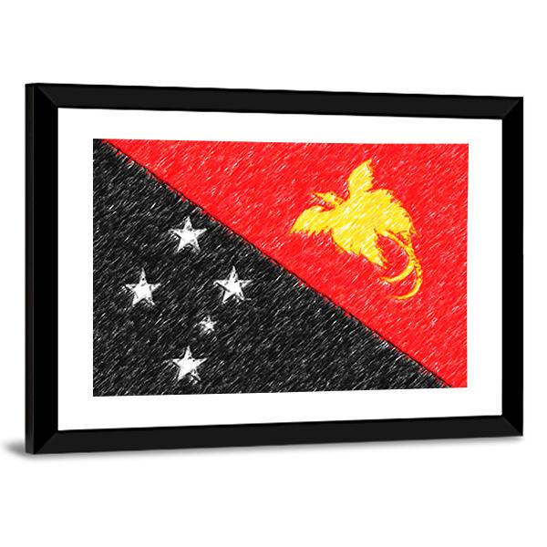 Flag Of Papua New Guinea Canvas Wall Art-3 Horizontal-Gallery Wrap-25" x 16"-Tiaracle
