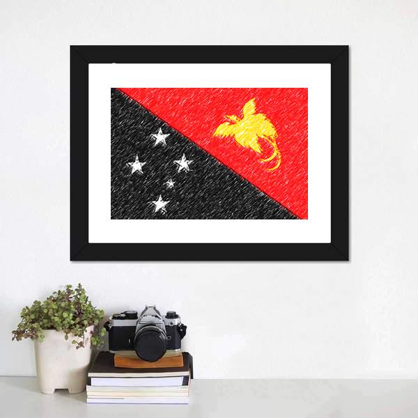 Flag Of Papua New Guinea Canvas Wall Art-1 Piece-Framed Print-20" x 16"-Tiaracle