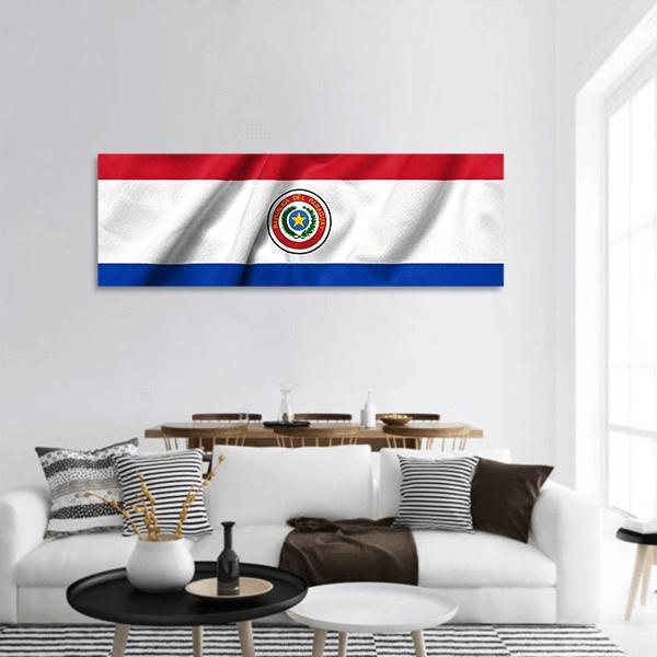 Paraguay Flag Panoramic Canvas Wall Art-3 Piece-25" x 08"-Tiaracle