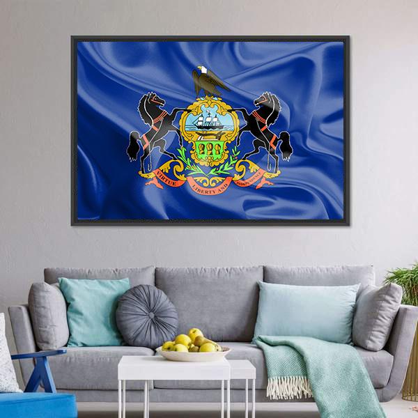 Flag Of Pennsylvania Canvas Wall Art-5 Horizontal-Gallery Wrap-22" x 12"-Tiaracle