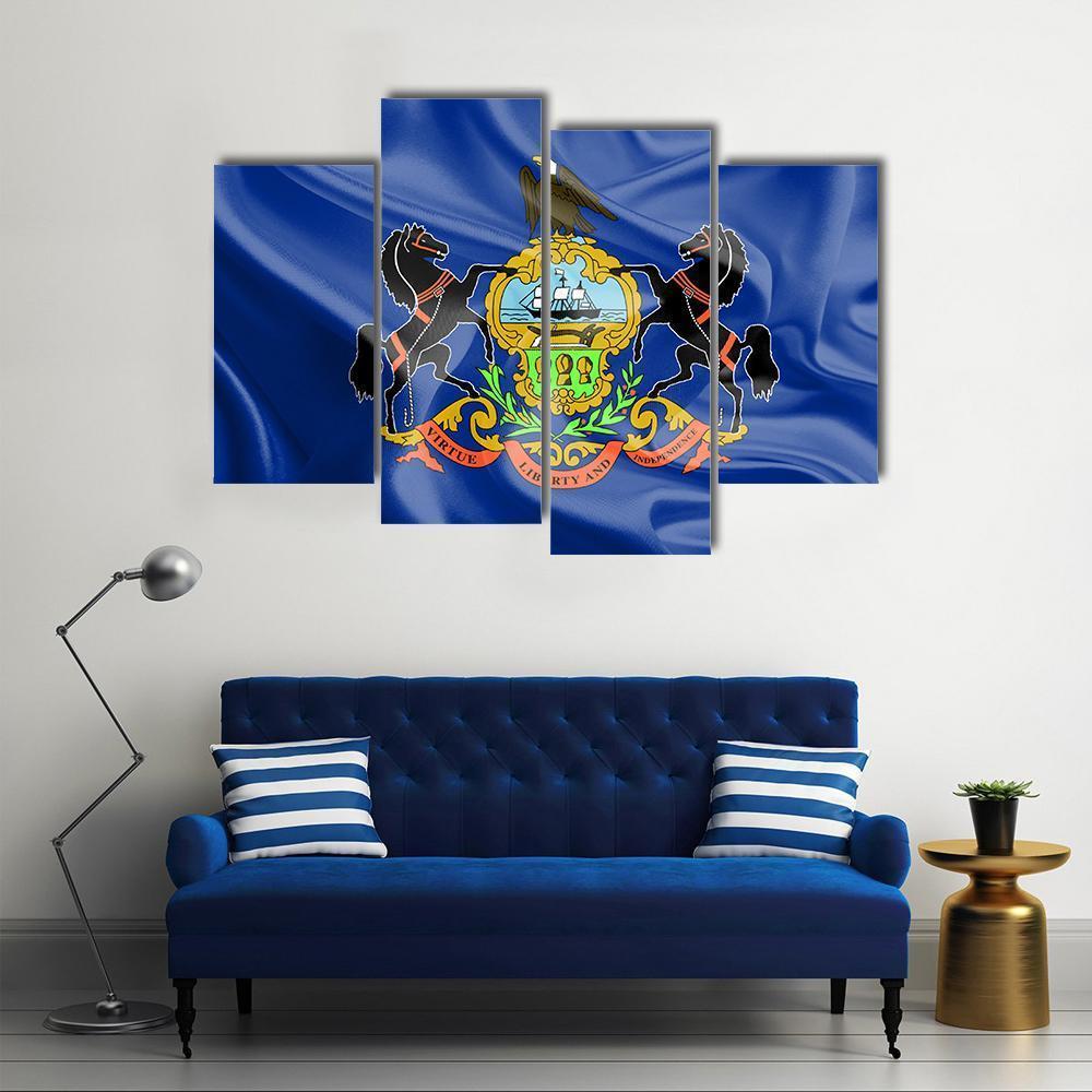 Flag Of Pennsylvania Canvas Wall Art-5 Pop-Gallery Wrap-47" x 32"-Tiaracle