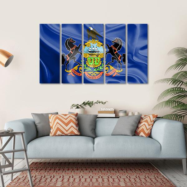Flag Of Pennsylvania Canvas Wall Art-5 Horizontal-Gallery Wrap-22" x 12"-Tiaracle
