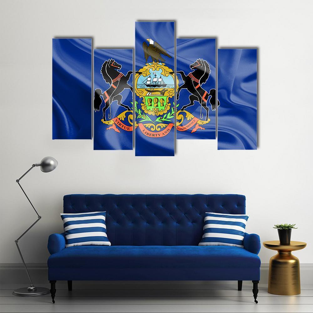 Flag Of Pennsylvania Canvas Wall Art-5 Pop-Gallery Wrap-47" x 32"-Tiaracle