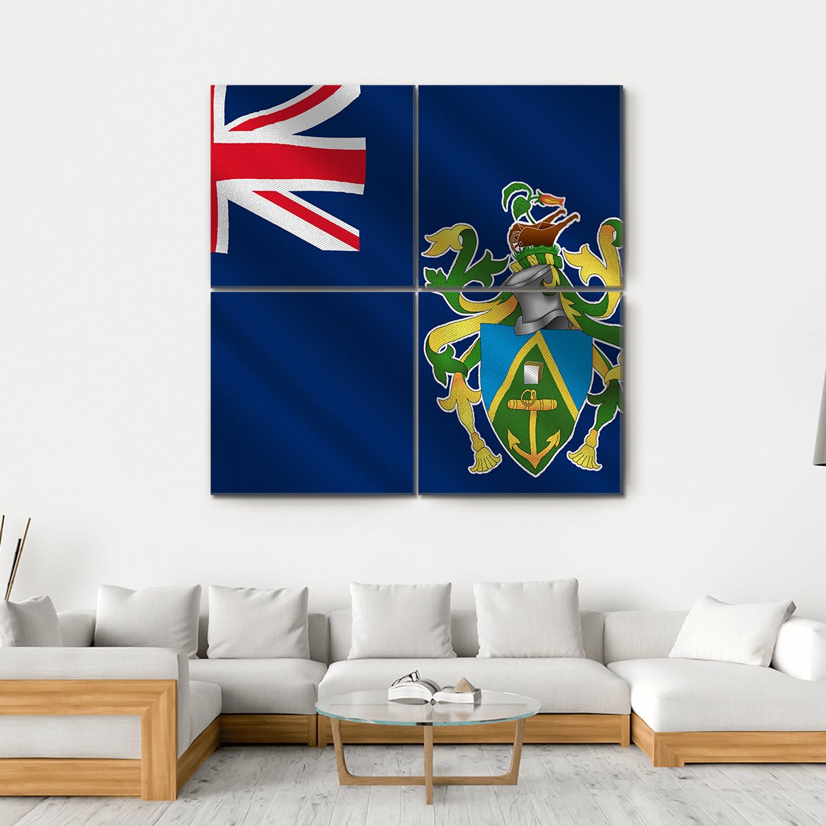 Flag Of Pitcairn Islands Canvas Wall Art-4 Square-Gallery Wrap-17" x 17"-Tiaracle