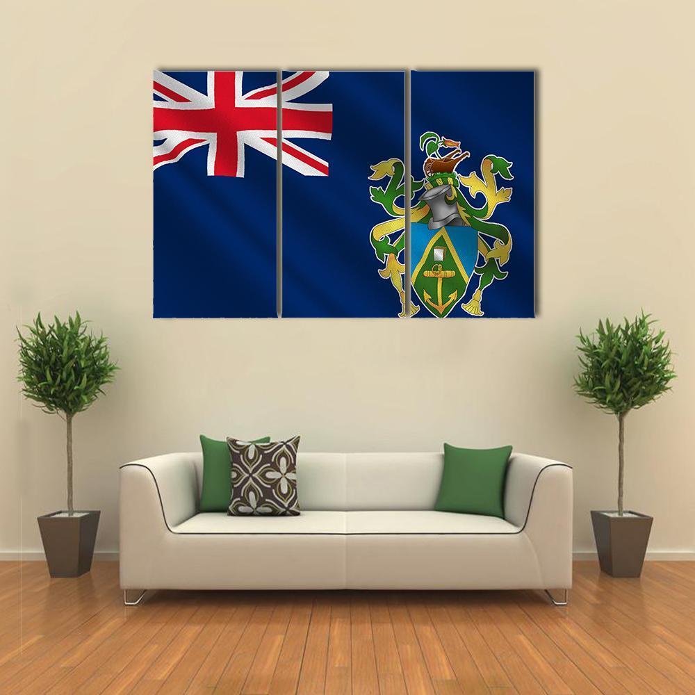 Flag Of Pitcairn Islands Canvas Wall Art-3 Horizontal-Gallery Wrap-37" x 24"-Tiaracle