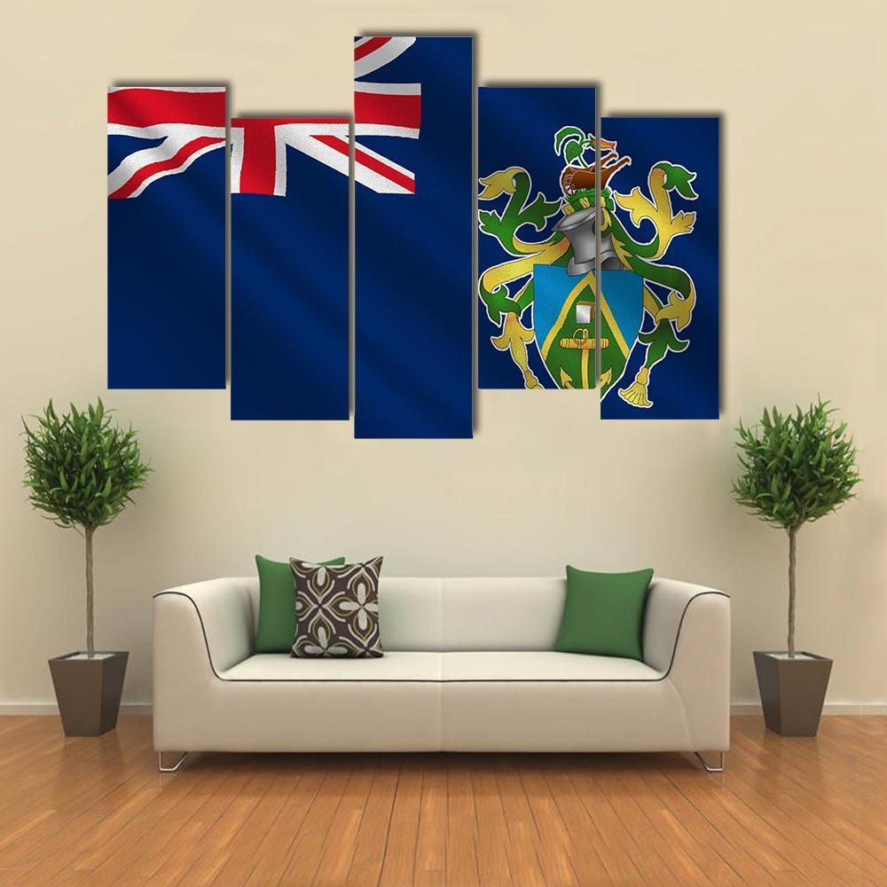 Flag Of Pitcairn Islands Canvas Wall Art-5 Pop-Gallery Wrap-47" x 32"-Tiaracle