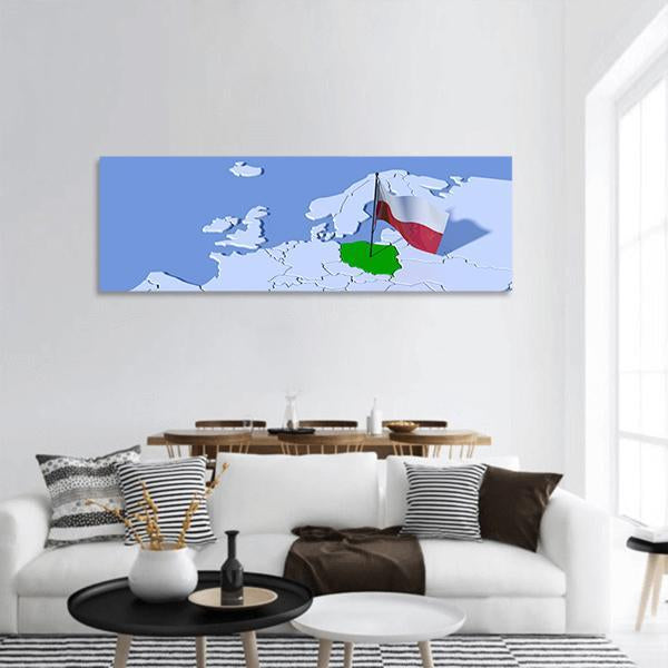 Flag Of Poland Panoramic Canvas Wall Art-1 Piece-36" x 12"-Tiaracle