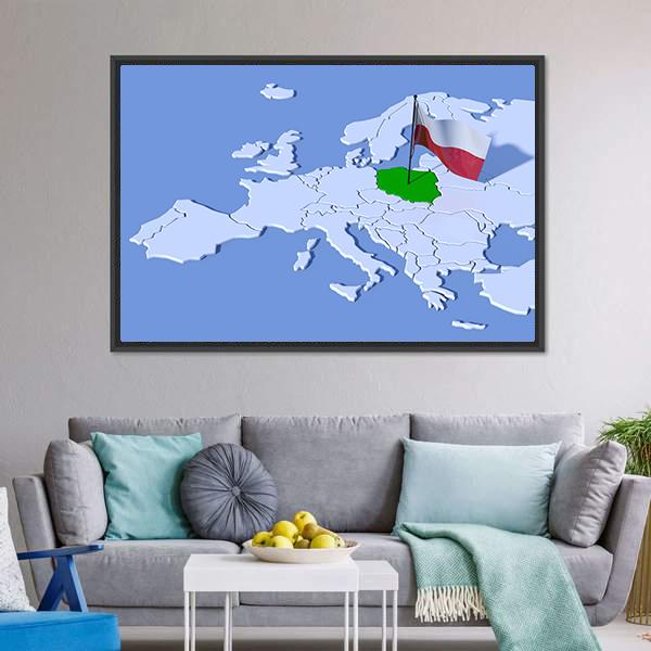 Flag Of Poland Panoramic Canvas Wall Art-1 Piece-36" x 12"-Tiaracle