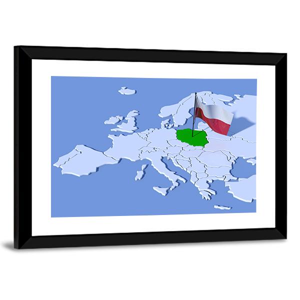 Flag Of Poland Panoramic Canvas Wall Art-1 Piece-36" x 12"-Tiaracle