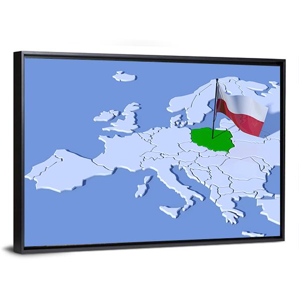 Flag Of Poland Panoramic Canvas Wall Art-1 Piece-36" x 12"-Tiaracle