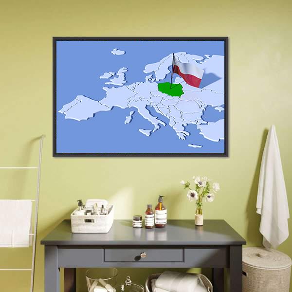 Flag Of Poland Panoramic Canvas Wall Art-1 Piece-36" x 12"-Tiaracle