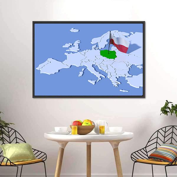 Flag Of Poland Panoramic Canvas Wall Art-1 Piece-36" x 12"-Tiaracle