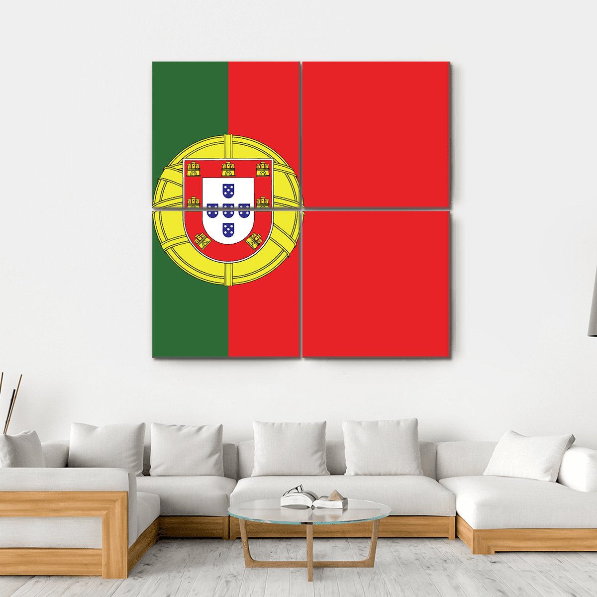 Flag Of Portugal Canvas Wall Art-4 Square-Gallery Wrap-17" x 17"-Tiaracle