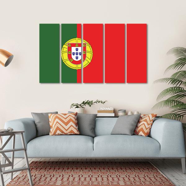 Flag Of Portugal Canvas Wall Art-5 Horizontal-Gallery Wrap-22" x 12"-Tiaracle