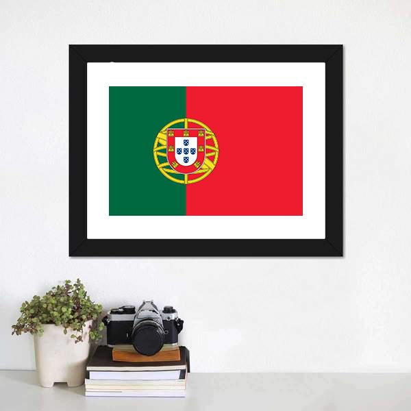 Flag Of Portugal Canvas Wall Art-1 Piece-Framed Print-20" x 16"-Tiaracle