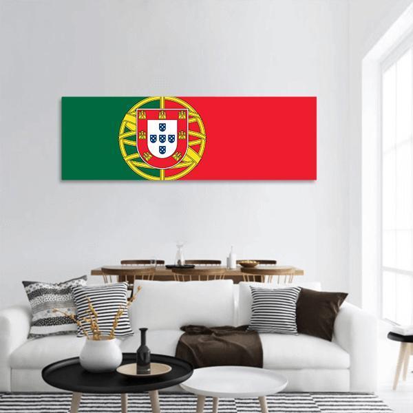 Flag Of Portugal Panoramic Canvas Wall Art-1 Piece-36" x 12"-Tiaracle