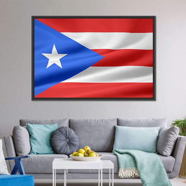 Flag Of Puerto Rico Canvas Wall Art-5 Horizontal-Gallery Wrap-22" x 12"-Tiaracle