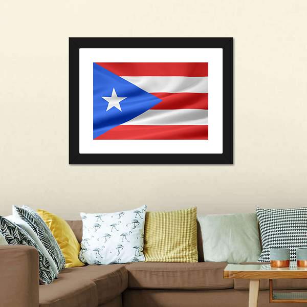 Flag Of Puerto Rico Canvas Wall Art-5 Horizontal-Gallery Wrap-22" x 12"-Tiaracle