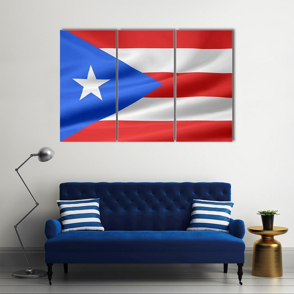 Flag Of Puerto Rico Canvas Wall Art-3 Horizontal-Gallery Wrap-37" x 24"-Tiaracle
