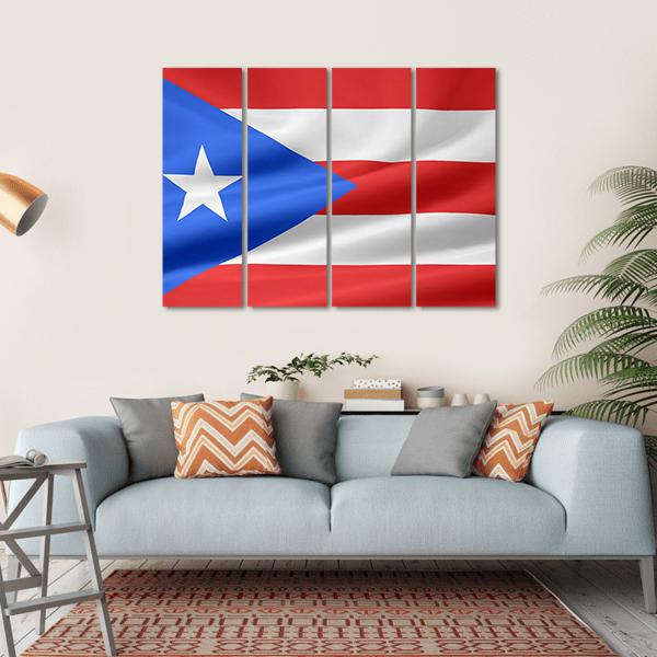 Flag Of Puerto Rico Canvas Wall Art-4 Horizontal-Gallery Wrap-34" x 24"-Tiaracle