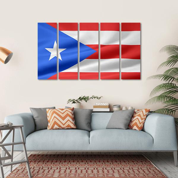 Flag Of Puerto Rico Canvas Wall Art-5 Horizontal-Gallery Wrap-22" x 12"-Tiaracle