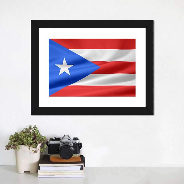 Flag Of Puerto Rico Canvas Wall Art-1 Piece-Framed Print-20" x 16"-Tiaracle
