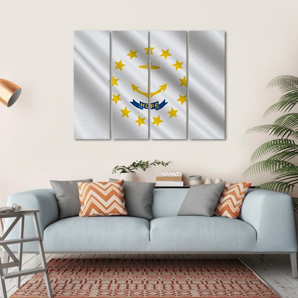 Flag Of Rhode Island Canvas Wall Art-4 Horizontal-Gallery Wrap-34" x 24"-Tiaracle
