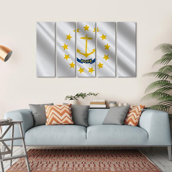 Flag Of Rhode Island Canvas Wall Art-5 Horizontal-Gallery Wrap-22" x 12"-Tiaracle