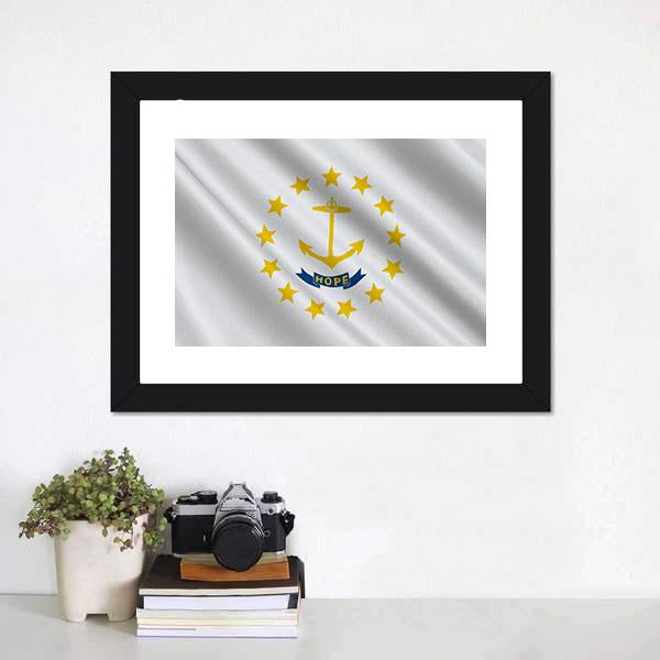 Flag Of Rhode Island Canvas Wall Art-1 Piece-Framed Print-20" x 16"-Tiaracle