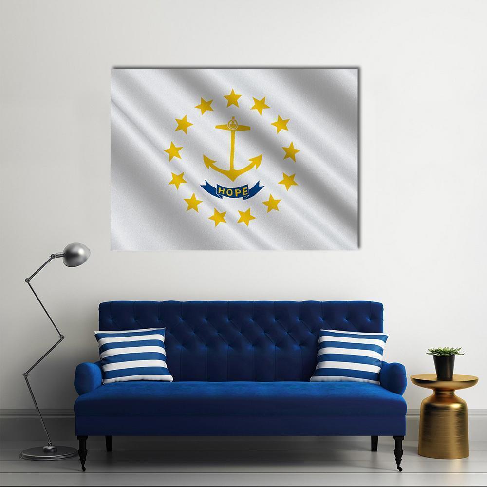 Flag Of Rhode Island Canvas Wall Art-1 Piece-Gallery Wrap-48" x 32"-Tiaracle