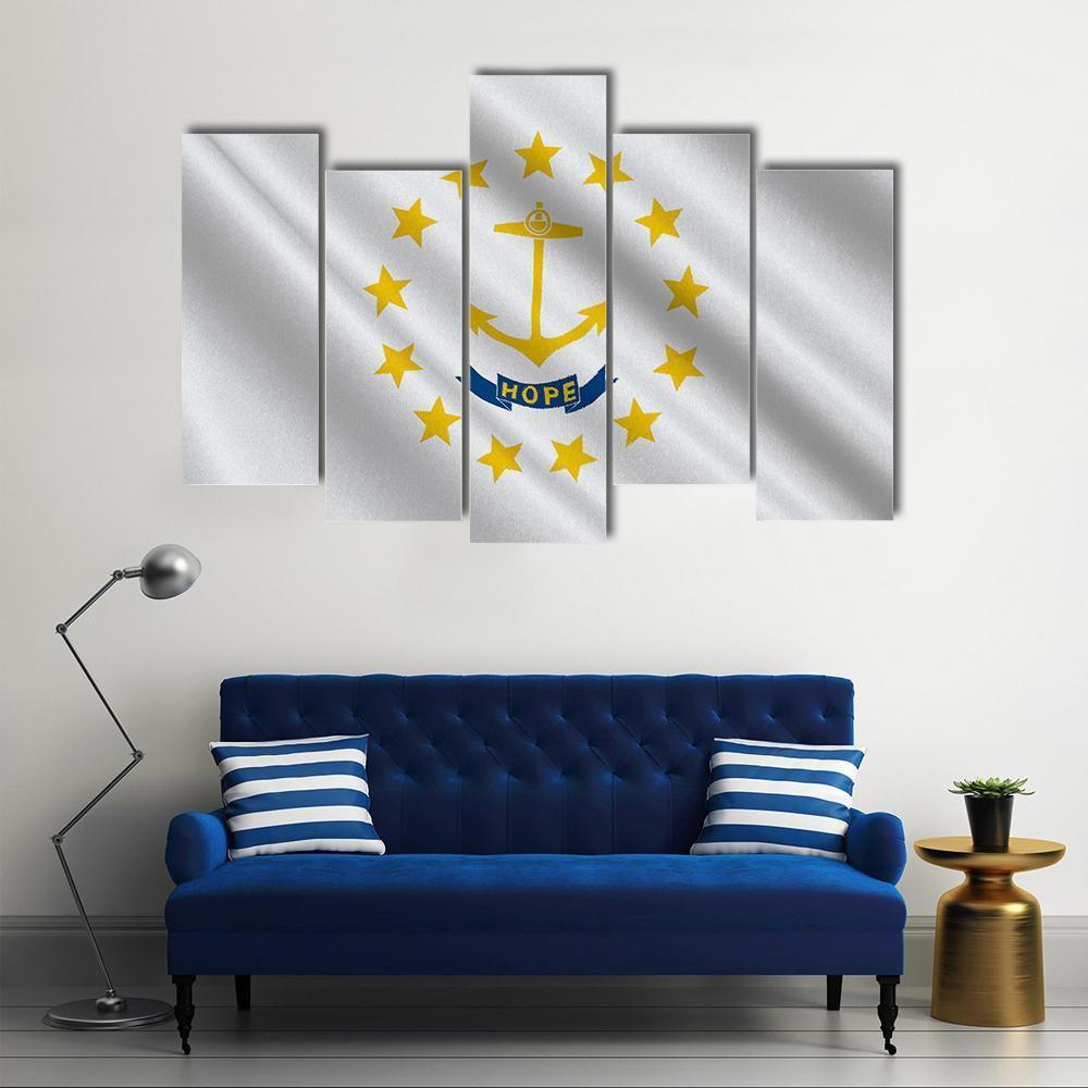 Flag Of Rhode Island Canvas Wall Art-5 Pop-Gallery Wrap-47" x 32"-Tiaracle