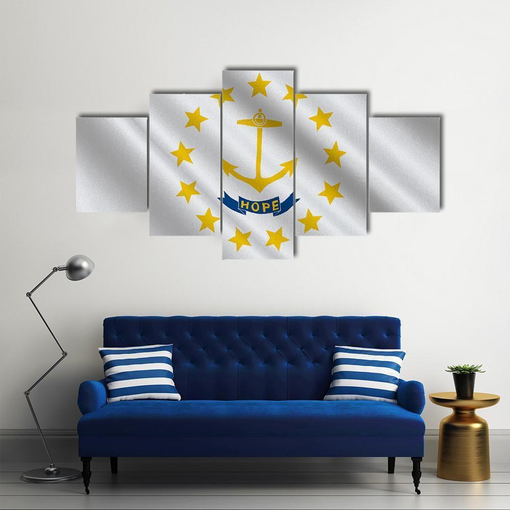 Flag Of Rhode Island Canvas Wall Art-4 Pop-Gallery Wrap-50" x 32"-Tiaracle