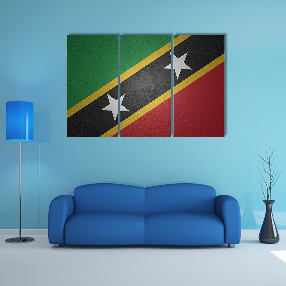 Flag Of Saint Kitts And Nevis Canvas Wall Art-3 Horizontal-Gallery Wrap-37" x 24"-Tiaracle