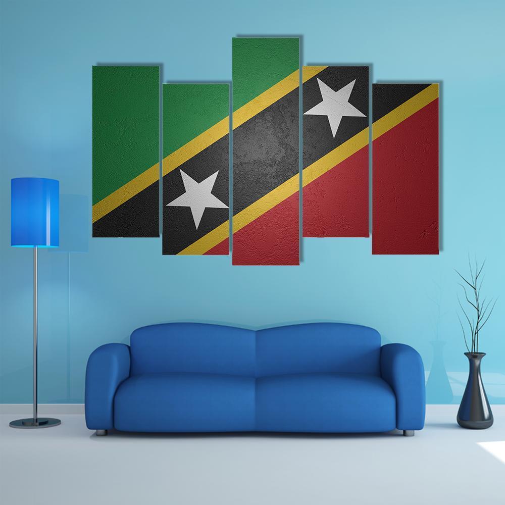 Flag Of Saint Kitts And Nevis Canvas Wall Art-5 Pop-Gallery Wrap-47" x 32"-Tiaracle
