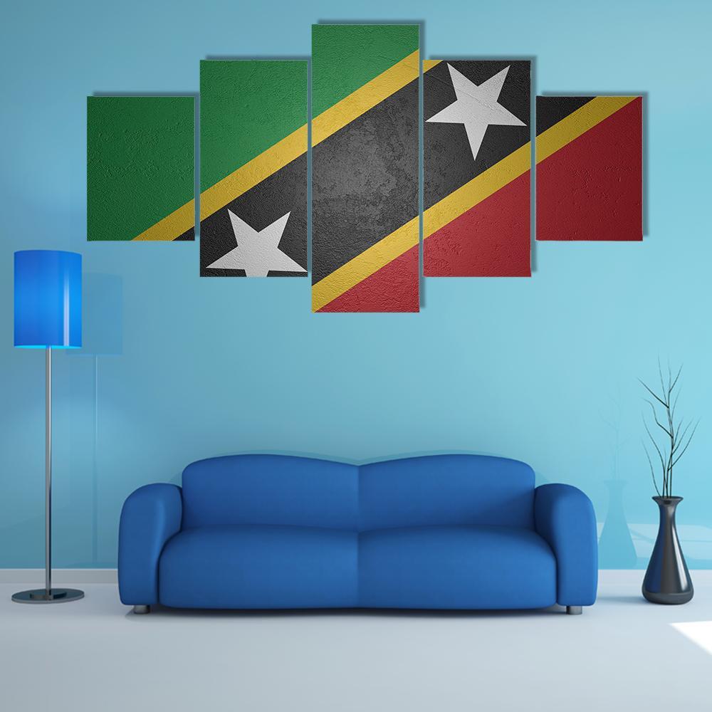 Flag Of Saint Kitts And Nevis Canvas Wall Art-5 Star-Gallery Wrap-62" x 32"-Tiaracle