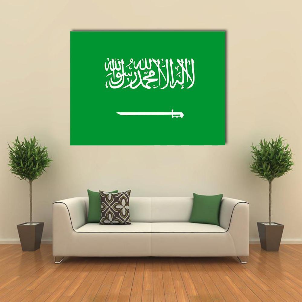 Flag Of Saudi Arabia Canvas Wall Art-1 Piece-Gallery Wrap-48" x 32"-Tiaracle