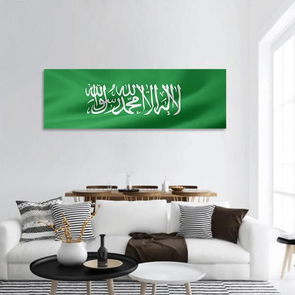 Saudi Arabia Flag Panoramic Canvas Wall Art-3 Piece-25" x 08"-Tiaracle