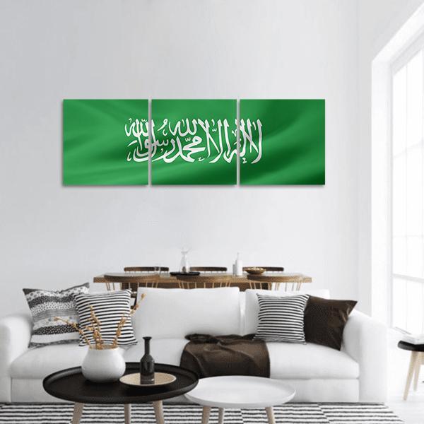 Saudi Arabia Flag Panoramic Canvas Wall Art-3 Piece-25" x 08"-Tiaracle