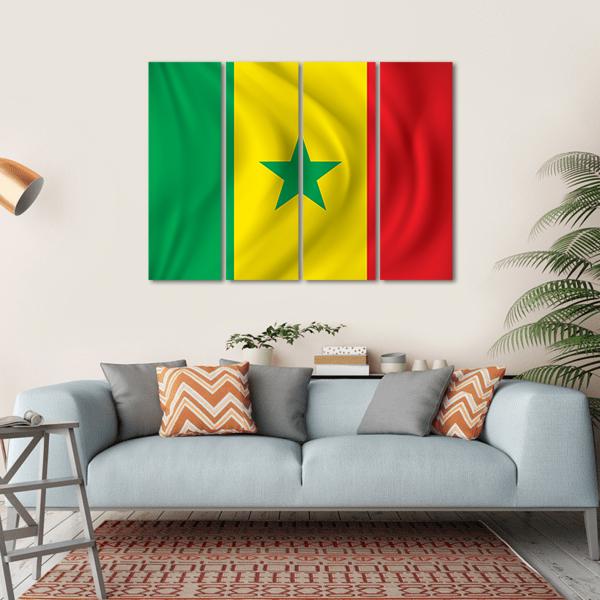 Flag Of Senegal Canvas Wall Art-4 Horizontal-Gallery Wrap-34" x 24"-Tiaracle